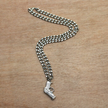 9mm Pistol Large Link Chain Necklace 19 inch