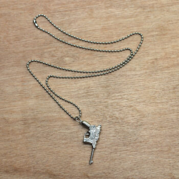 Luger Pistol Ball Chain Necklace 36 inch